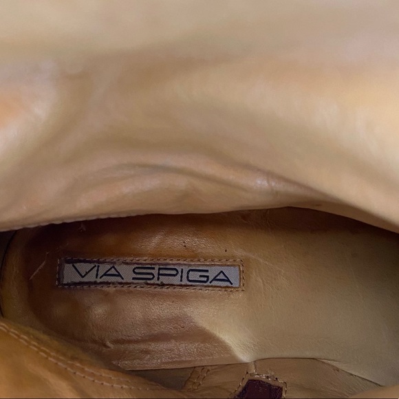 VIA SPIGA Brown Leather Riding Boots Chain Detail - Picture 7 of 13